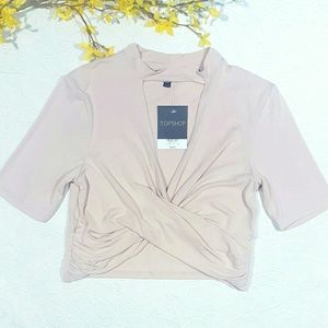 TOPSHOP • nude choker twist crop top